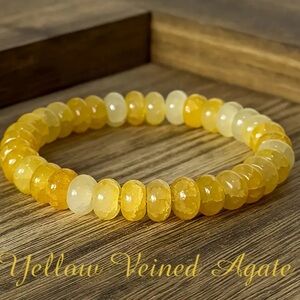 💎4/$20💎Yellow Veined Wealth Agate Bracelet